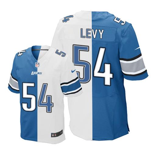 Nike Lions #54 DeAndre Levy Blue White Men's Stitched NFL Elite Split Jersey Nike Lions #54 DeAndre Levy Blue White Men's Stitched NFL Elite Split Jersey