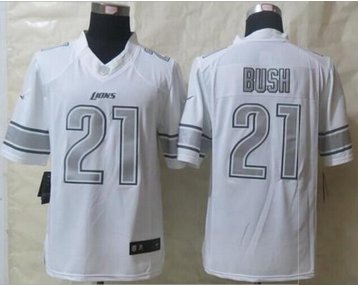 NEW Detroit Lions #21 Reggie Bush White NFL Limited Platinum Jersey NEW Detroit Lions #21 Reggie Bush White NFL Limited Platinum Jersey