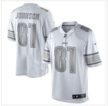 New Detroit Lions #81Calvin Johnson White Platinum Jersey New Detroit Lions #81Calvin Johnson White Platinum Jersey