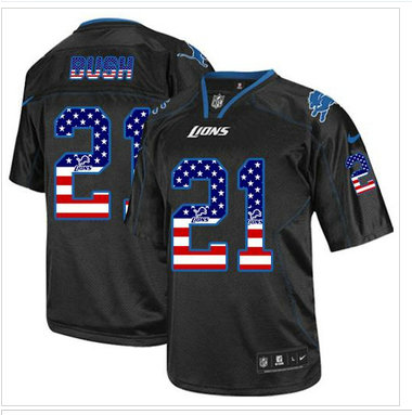 NEW Detroit Lions #21 Reggie Bush Black NFL Elite USA Flag Fashion Jersey