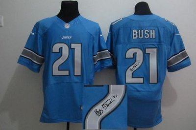 NEW Detroit Lions #21 Reggie Bush Blue NFL Elite Autographed Jersey NEW Detroit Lions #21 Reggie Bush Blue NFL Elite Autographed Jersey