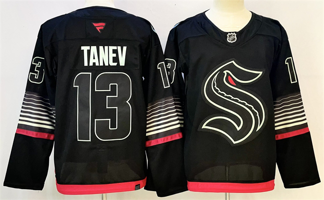 Men's Seattle Kraken #13 Brandon Tanev Black 2026 Alternate Stitched Hockey Jersey Men's Seattle Kraken #13 Brandon Tanev Black 2026 Alternate Stitched Hockey Jersey