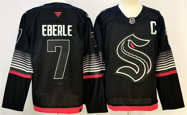Men's Seattle Kraken #7 Jordan Eberle Black 2026 Alternate Stitched Hockey Jersey Men's Seattle Kraken #7 Jordan Eberle Black 2026 Alternate Stitched Hockey Jersey