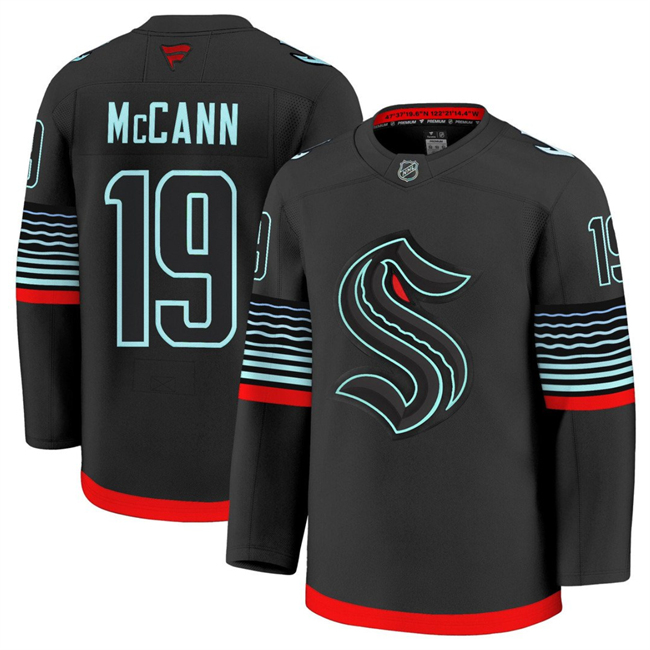 Men's Seattle Kraken #19 Jaden Schwartz Black Alternate Stitched Hockey Jersey Men's Seattle Kraken #19 Jaden Schwartz Black Alternate Stitched Hockey Jersey