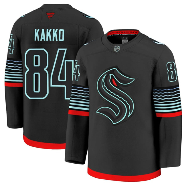 Men's Seattle Kraken #84 Kaapo Kakko Black Alternate Stitched Hockey Jersey Men's Seattle Kraken #84 Kaapo Kakko Black Alternate Stitched Hockey Jersey