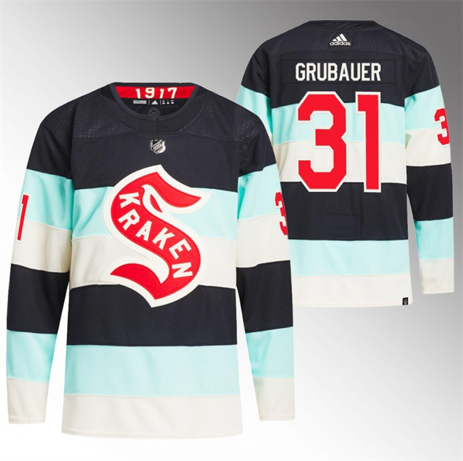 Men's Seattle Kraken #31 Philipp Grubauer 2024 Deep Sea Blue Winter Classic Stitched Jersey Men's Seattle Kraken #31 Philipp Grubauer 2024 Deep Sea Blue Winter Classic Stitched Jersey