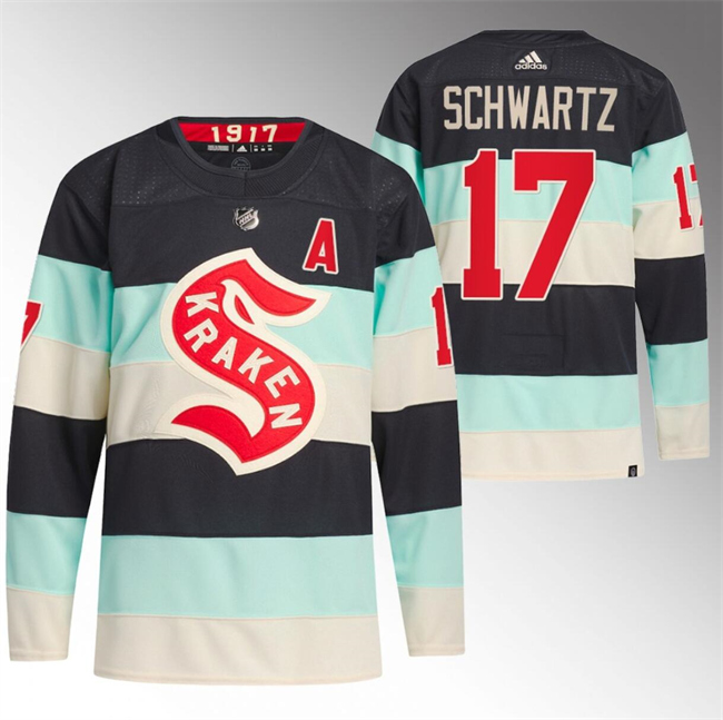 Men's Seattle Kraken #17 Jaden Schwartz 2024 Deep Sea Blue Winter Classic Stitched Jersey Men's Seattle Kraken #17 Jaden Schwartz 2024 Deep Sea Blue Winter Classic Stitched Jersey