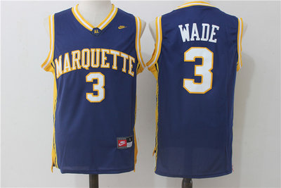 Marquette Golden Eagles 3# Dwyane Wade Blue College Basketball NCAA Jerseys