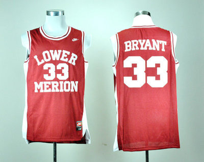 NBA NCAA Lower Merion High School Kobe Bryant 33 Red Basketball Throwback Jersey NBA NCAA Lower Merion High School Kobe Bryant 33 Red Basketball Throwback Jersey