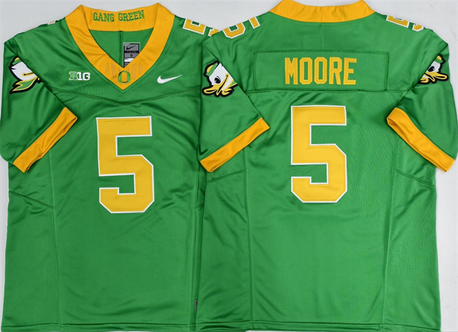 Men's Oregon Ducks #5 Dakorien Moore Green 2026 F.U.S.E. Stitched Jersey Men's Oregon Ducks #5 Dakorien Moore Green 2026 F.U.S.E. Stitched Jersey