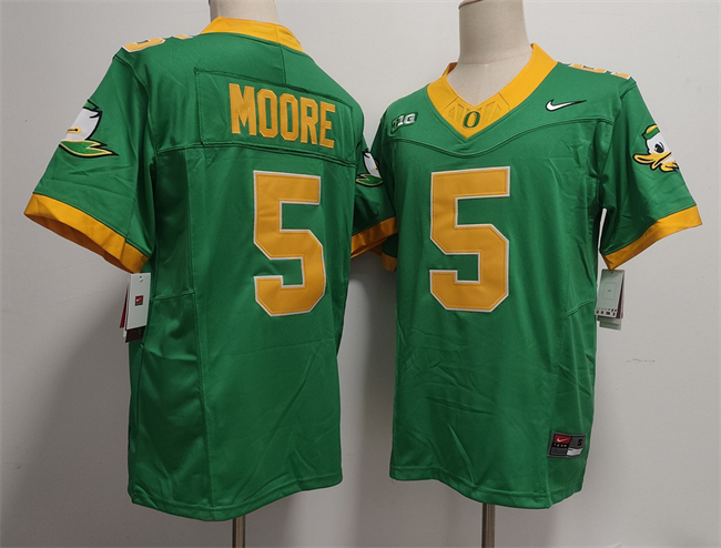 Men's Oregon Ducks #5 Dakorien Moore Green 2024 F.U.S.E. Stitched Jersey Men's Oregon Ducks #5 Dakorien Moore Green 2024 F.U.S.E. Stitched Jersey