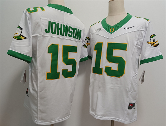Men's Oregon Ducks #15 Tez Johnson White 2024 F.U.S.E. Stitched Jersey Men's Oregon Ducks #15 Tez Johnson White 2024 F.U.S.E. Stitched Jersey