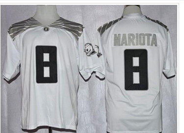 Oregon Ducks #8 Marcus Mariota White Diamond Quest Stitched NCAA Jersey