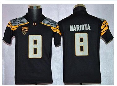 Youth NCAA Ducks #8 Marcus Mariota Black Mach Speed Limited Stitched Jersey