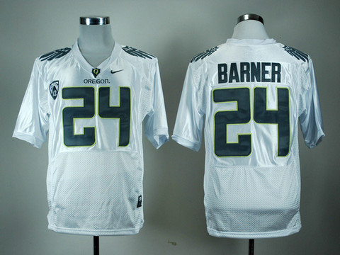 Nike Oregon Ducks Kenjon Barner 24 White Pro Combat Pac-12 College Football Jerseys
