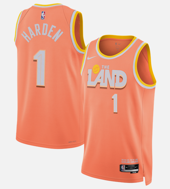 Men's Cleveland Cavaliers #1 James Harden Orange 2025 26 City Edition Stitched Basketball Jersey