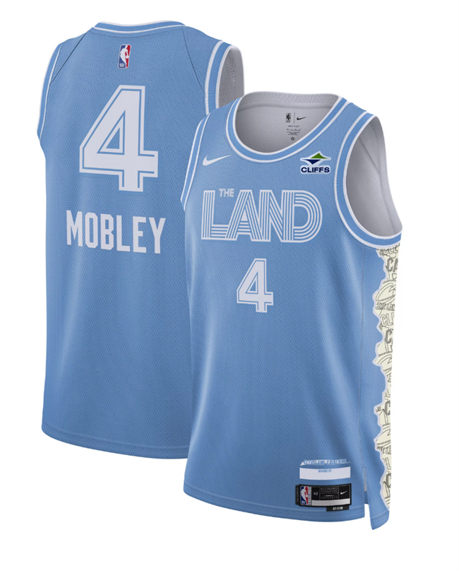 Men's Cleveland Cavaliers #4 Evan Mobley Light Blue 2024 25 City Edition Stitched Jersey Men's Cleveland Cavaliers #4 Evan Mobley Light Blue 2024 25 City Edition Stitched Jersey