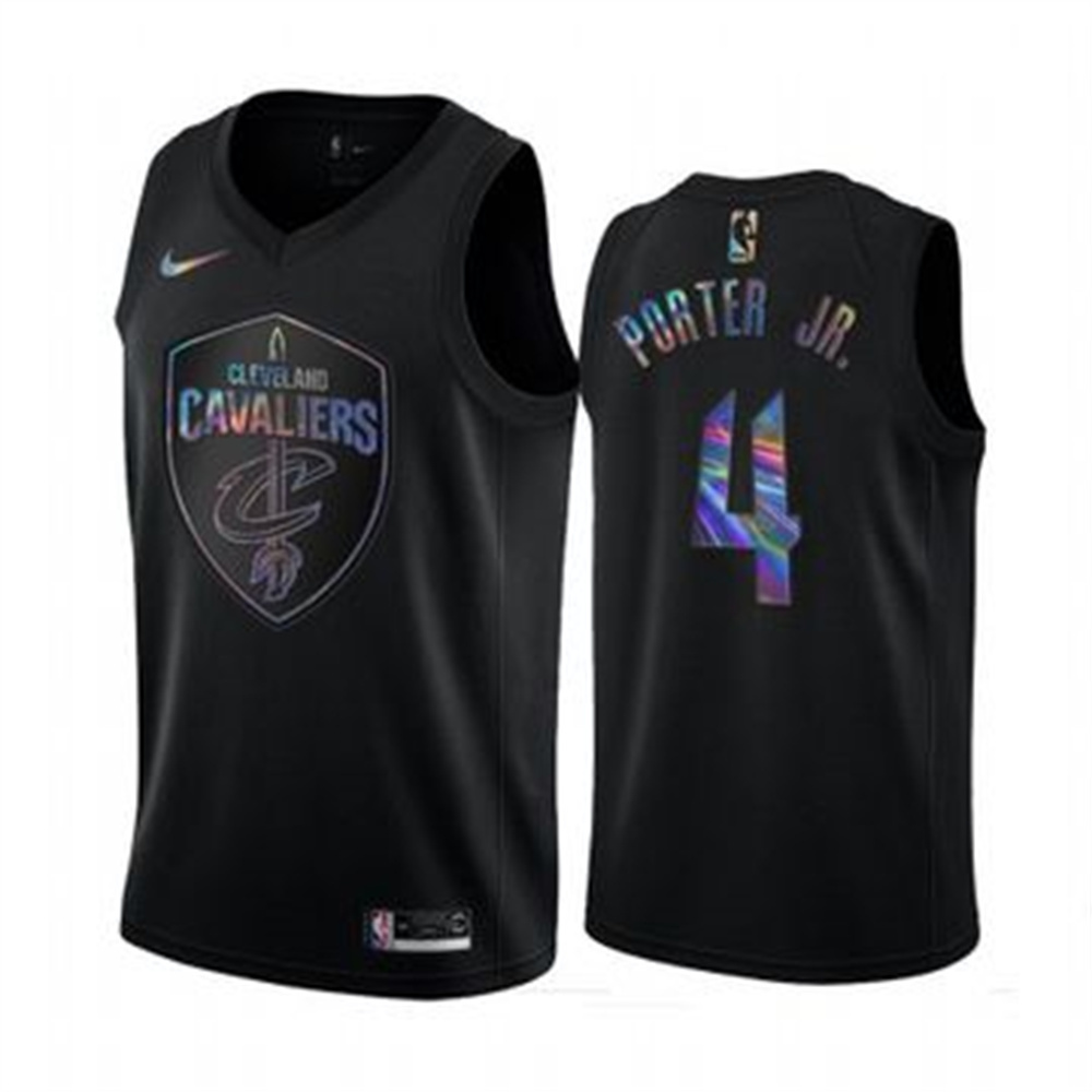 Nike Cavaliers #4 Kevin Porter Jr. Men's Iridescent Holographic Collection NBA Jersey - Black Nike Cavaliers #4 Kevin Porter Jr. Men's Iridescent Holographic Collection NBA Jersey - Black