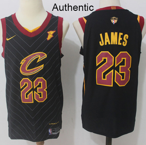 Nike Cavaliers #23 LeBron James Black The Finals Patch NBA Authentic Statement Edition Jersey Nike Cavaliers #23 LeBron James Black The Finals Patch NBA Authentic Statement Edition Jersey