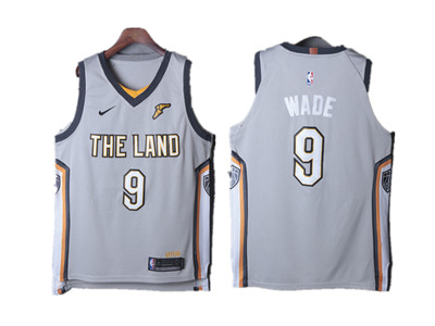 Nike Cavaliers #9 Dwyane Wade Gray City Edition Authentic Jersey