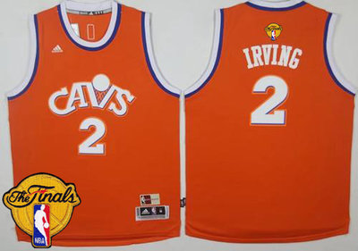 Cavaliers #2 Kyrie Irving Orange CAVS Throwback The Finals Patch Stitched NBA Jersey