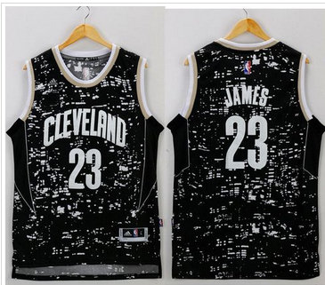 Cleveland Cavaliers #23 LeBron James Black City Light Stitched NBA Jersey