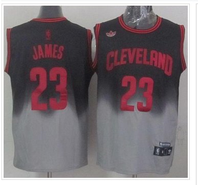 Cleveland Cavaliers #23 LeBron James Black Grey Fadeaway Fashion Stitched NBA Jersey