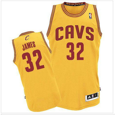 Cleveland Cavaliers Revolution 30 #32 LeBron James Yellow Alternate Stitched NBA Jersey