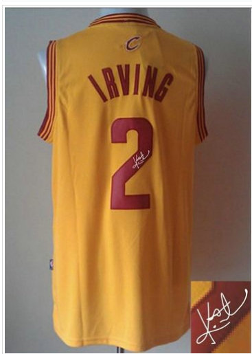 Cleveland Cavaliers Revolution 30 Autographed #2 Kyrie Irving Navy Yellow Stitched NBA Jersey