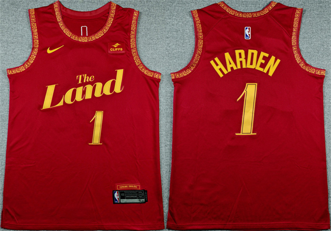 Men's Cleveland Cavaliers #1 James Harden Wine 2023 24 City Edition Stitched Jersey Men's Cleveland Cavaliers #1 James Harden Wine 2023 24 City Edition Stitched Jersey