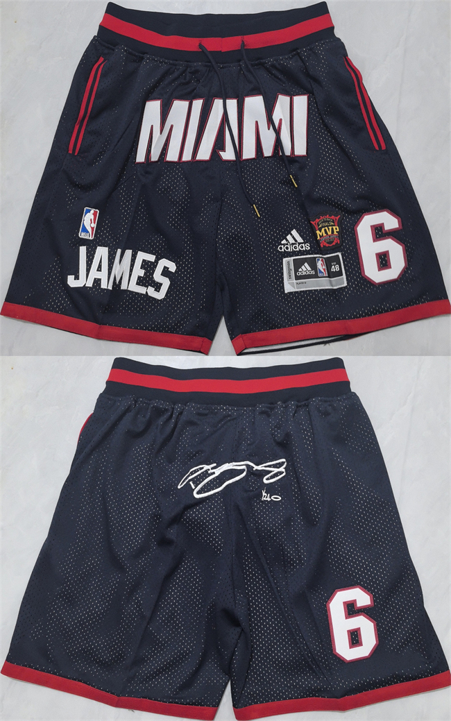Men's Miami Heat #6 LeBron James Black Shorts (Run Small) Men's Miami Heat #6 LeBron James Black Shorts (Run Small)
