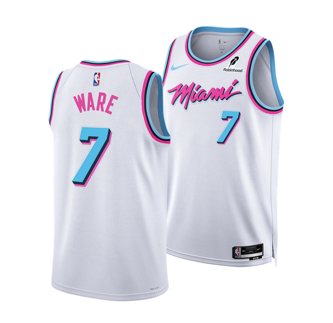 Men's Miami Heat #7 Kel'el Ware White 2024 25 City Edition Stitched Basketball Jersey Men's Miami Heat #7 Kel'el Ware White 2024 25 City Edition Stitched Basketball Jersey
