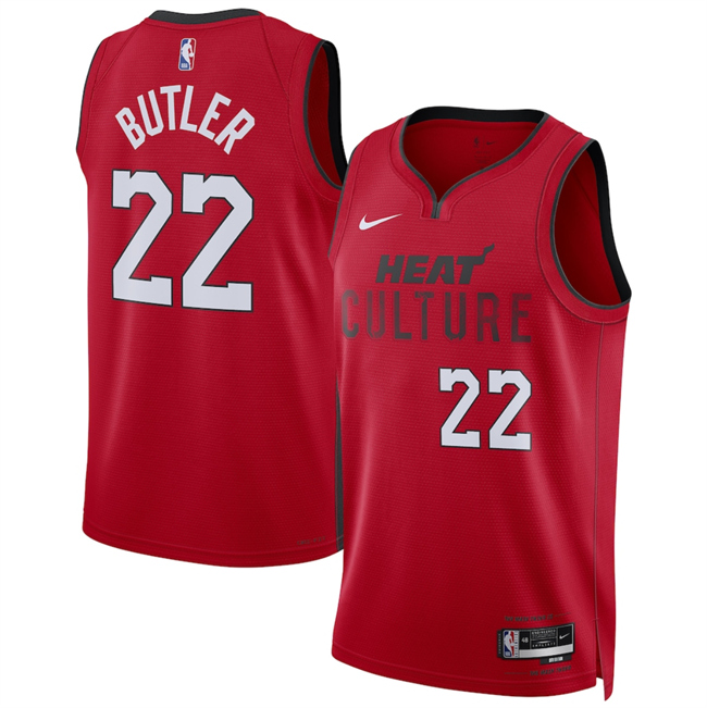 Men's Miami Heat #22 Jimmy Butler Red 2024 25 City Edition Stitched Basketball Jersey Men's Miami Heat #22 Jimmy Butler Red 2024 25 City Edition Stitched Basketball Jersey