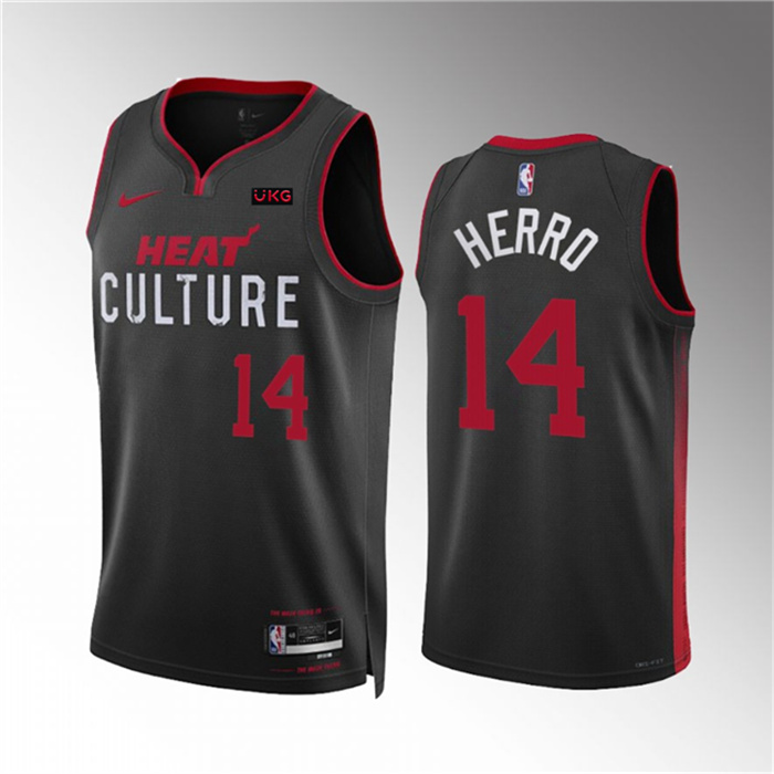 Men's Miami Heat #14 Tyler Herro Black 2023 24 City Eddition Stitched Basketball Jersey Men's Miami Heat #14 Tyler Herro Black 2023 24 City Eddition Stitched Basketball Jersey