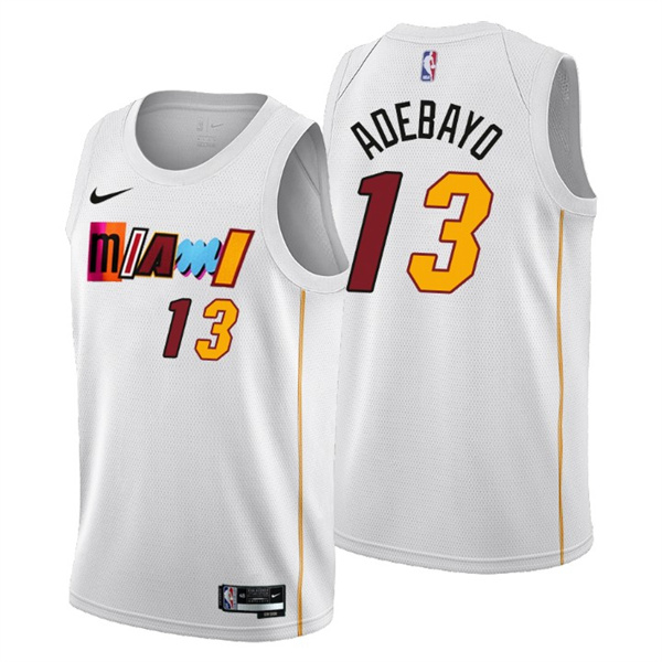 Men's Miami Heat #13 Bam Adebayo 2022 23 White City Edition Stitched Jersey Men's Miami Heat #13 Bam Adebayo 2022 23 White City Edition Stitched Jersey