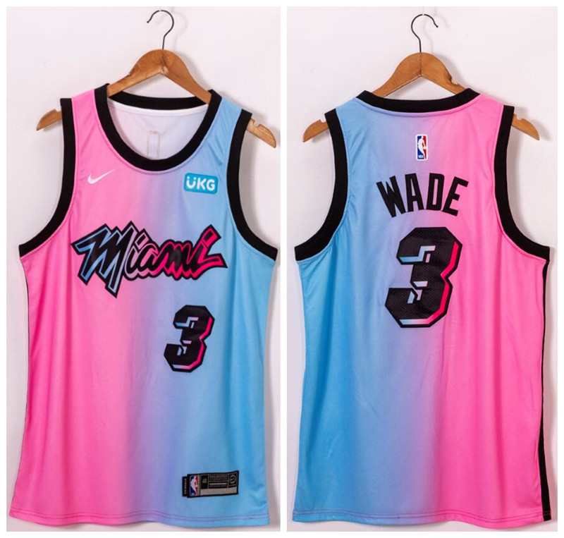 Heat 3 Dwyane Wade Blue Pink Nike 2021 City Edition Swingman Jersey Heat 3 Dwyane Wade Blue Pink Nike 2021 City Edition Swingman Jersey