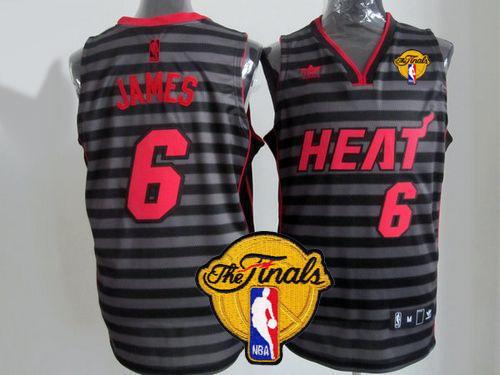 Heat #6 LeBron James Black Grey Groove Finals Patch Stitched NBA Jersey Heat #6 LeBron James Black Grey Groove Finals Patch Stitched NBA Jersey