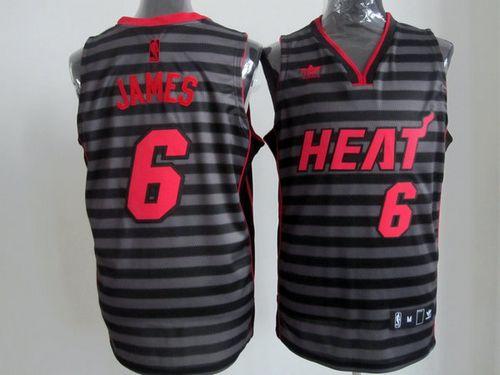 Heat #6 LeBron James Black Grey Groove Stitched NBA Jersey