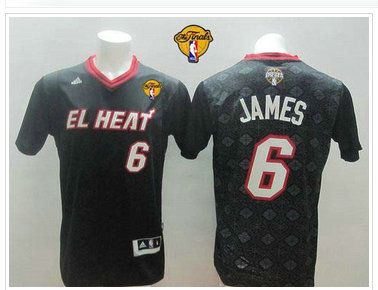 Miami Heat #6 LeBron James Black New Latin Nights Finals Patch Stitched NBA Jersey