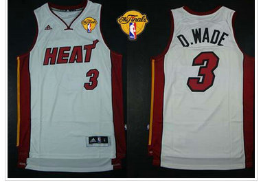 Miami Heat #3 Dwyane Wade White Nickname D.WADE Finals Patch Stitched NBA Jersey
