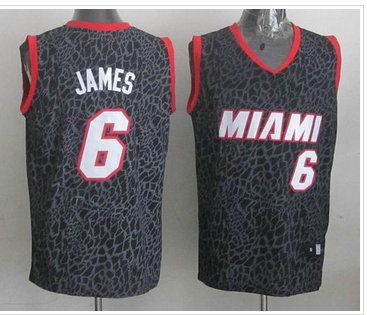 Miami Heat #6 LeBron James Black Crazy Light NBA Jersey Miami Heat #6 LeBron James Black Crazy Light NBA Jersey