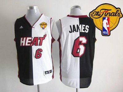 Miami Heat #6 LeBron James Black-White Split Fashion Finals Patch Stitched NBA Jerseys Miami Heat #6 LeBron James Black-White Split Fashion Finals Patch Stitched NBA Jerseys