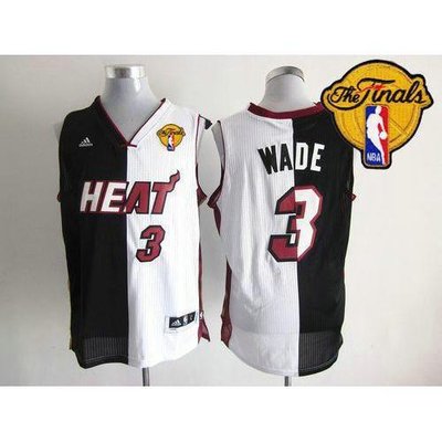 Miami Heat #3 Dwyane Wade Black-White Split Fashion Finals Patch Stitched NBA Jerseys Miami Heat #3 Dwyane Wade Black-White Split Fashion Finals Patch Stitched NBA Jerseys