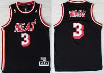 NBA Jerseys Miami Heat 3 Dwyane Wade Black Hardwood Classics Revolution 30 Swingman