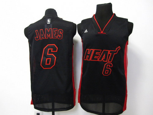 Miami Heat 6 JAMES jerseys black red