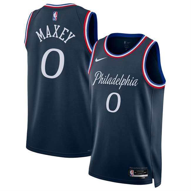 Men's Philadelphia 76ers #0 Tyrese Maxey Navy 2025 26 City Edition Stitched Jersey
