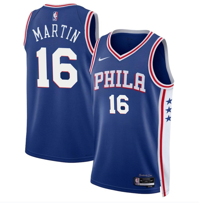 Men's Philadelphia 76ers #16 Caleb Martin Royal Icon Edition Stitched Jersey Men's Philadelphia 76ers #16 Caleb Martin Royal Icon Edition Stitched Jersey