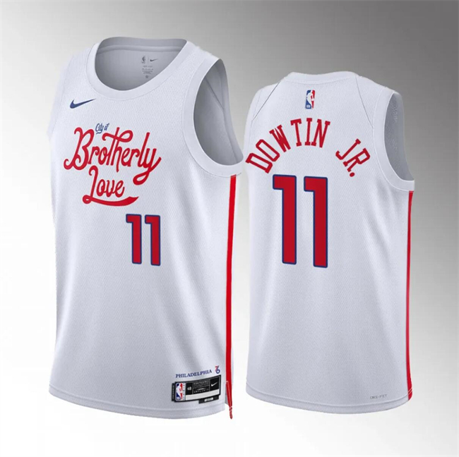 Men's Philadelphia 76ers #11 Jeff Dowtin Jr White City Edition Stitched Jersey Men's Philadelphia 76ers #11 Jeff Dowtin Jr White City Edition Stitched Jersey