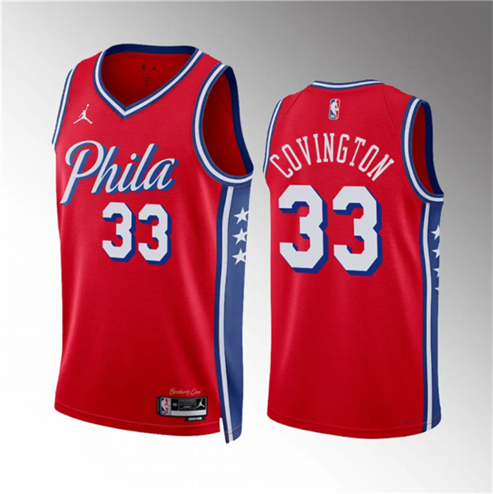 Men's Philadelphia 76ers #33 Robert Covington Red Statement Edition Stitched Jersey Men's Philadelphia 76ers #33 Robert Covington Red Statement Edition Stitched Jersey