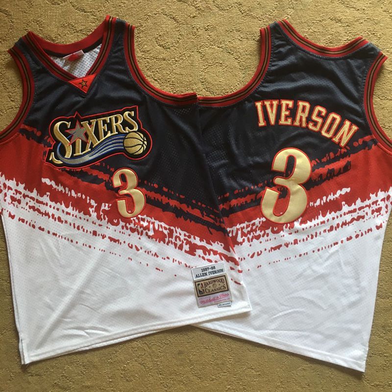 76ers 3 Allen Iverson Multi Color 1997-98 Hardwood Classics Independent Swingman Jersey 76ers 3 Allen Iverson Multi Color 1997-98 Hardwood Classics Independent Swingman Jersey